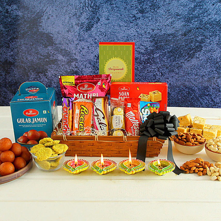 Diwali Special Sweet And Savoury Snacks Hamper:Gift Baskets to UK