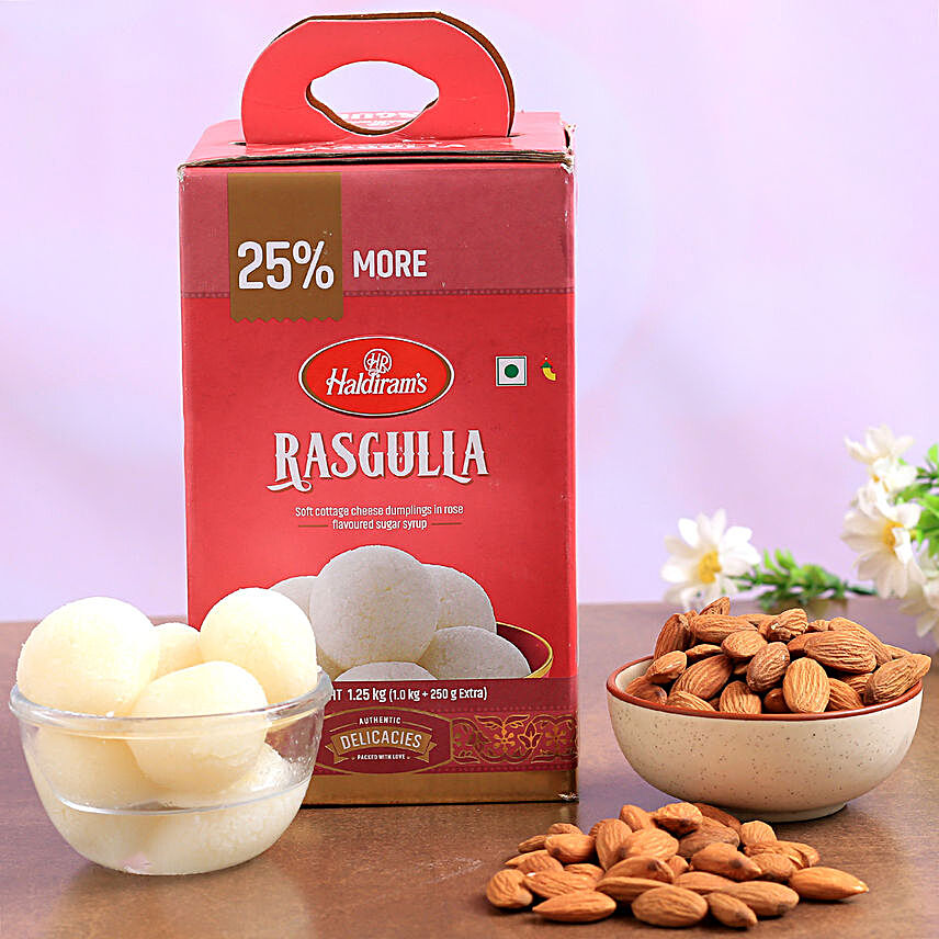 Almonds And Haldiram Rasgulla Combo