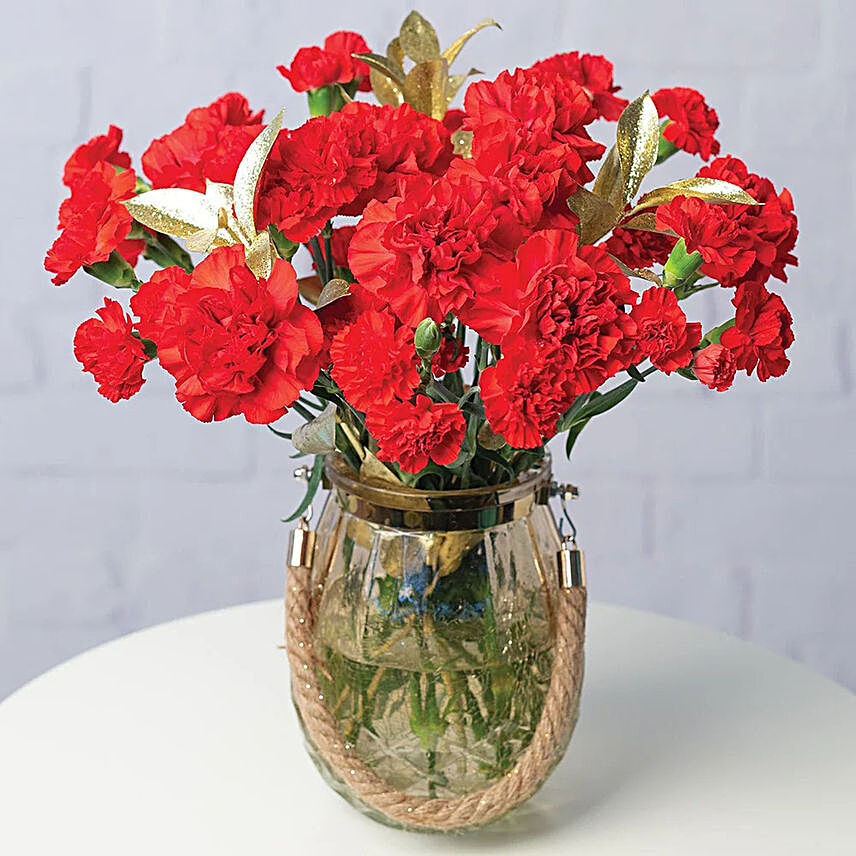 Passionate Red Carnations Bouquet:Christmas Flowers to UK