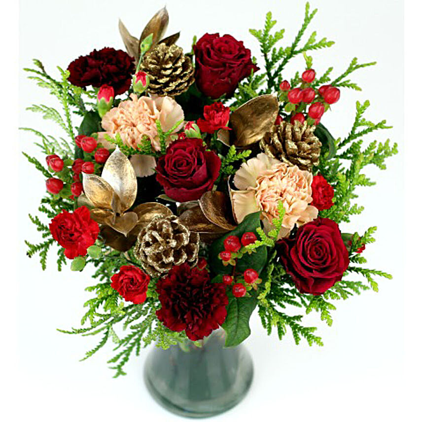 Radiant Red And Burgundy Flowers Vase