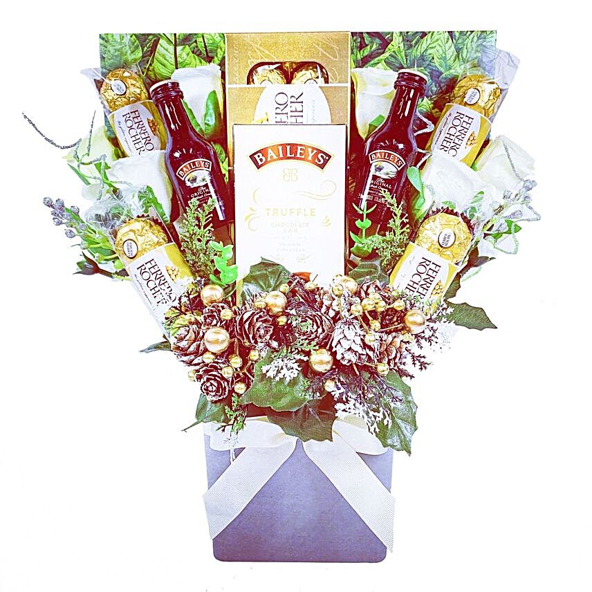 Irish Cream Liquor And Chocolate Bouquet:Send New Year Gifts to UK