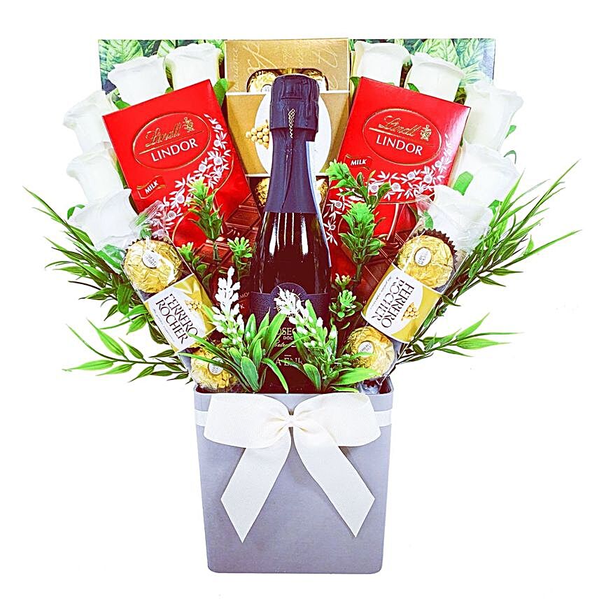 Prosecco And Chocolate Truffles Bouquet:Send Wine Baskets to UK