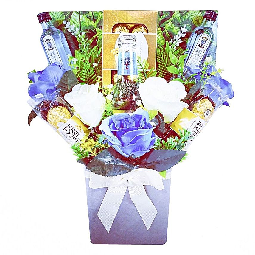 Valentines Bombay Sapphire Gin And Chocolate Bouquet