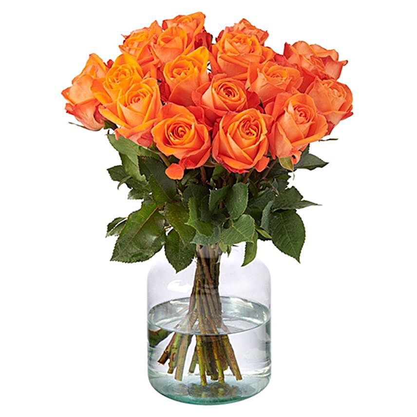 Delightful Orange Roses Bunch