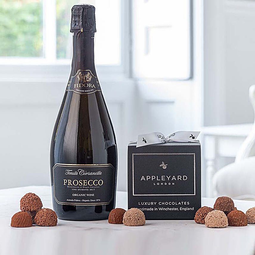 Prosecco Bottle And Chocolate Truffles