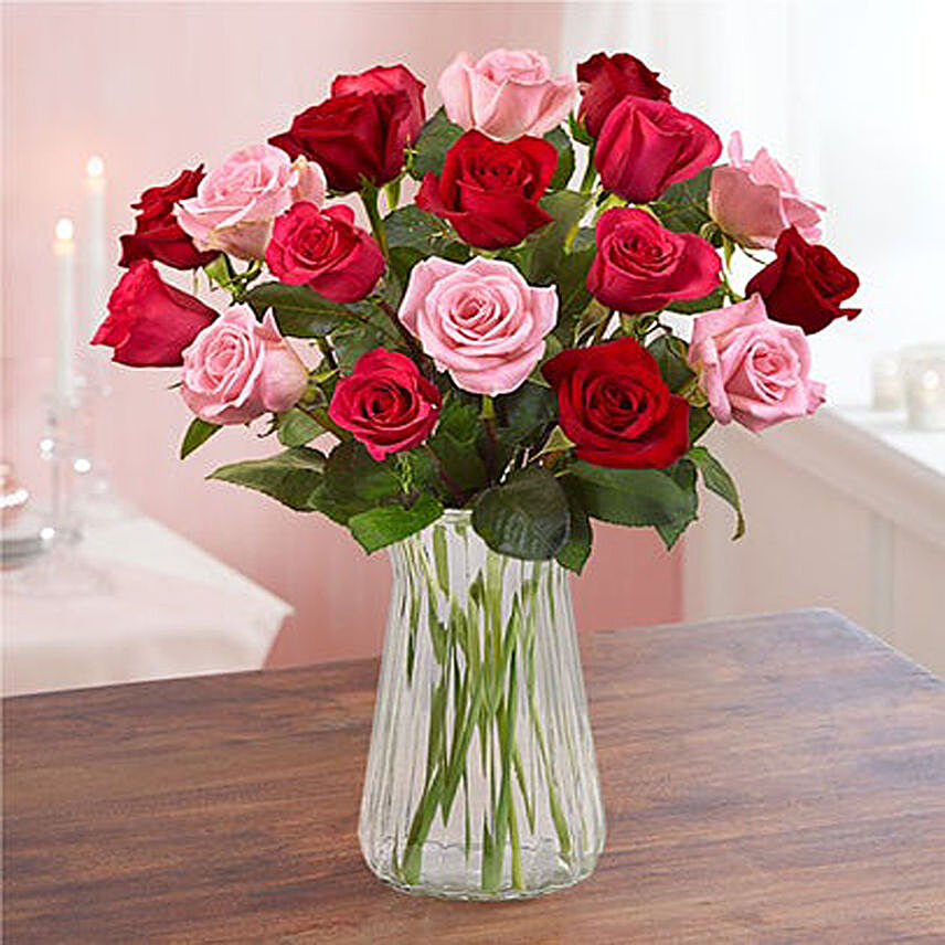 Ravishing Red And Pink Roses Bouquet