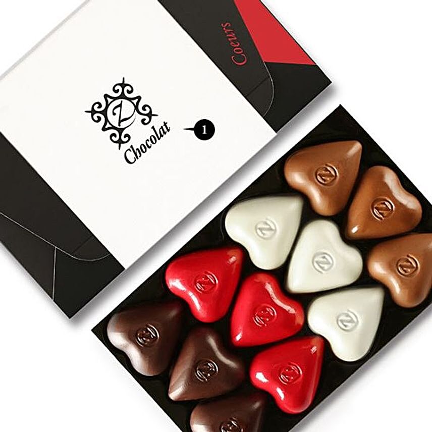 Heart Shaped Chocolates Personalised Box 12 Pcs:Chocolate Delivery in London UK