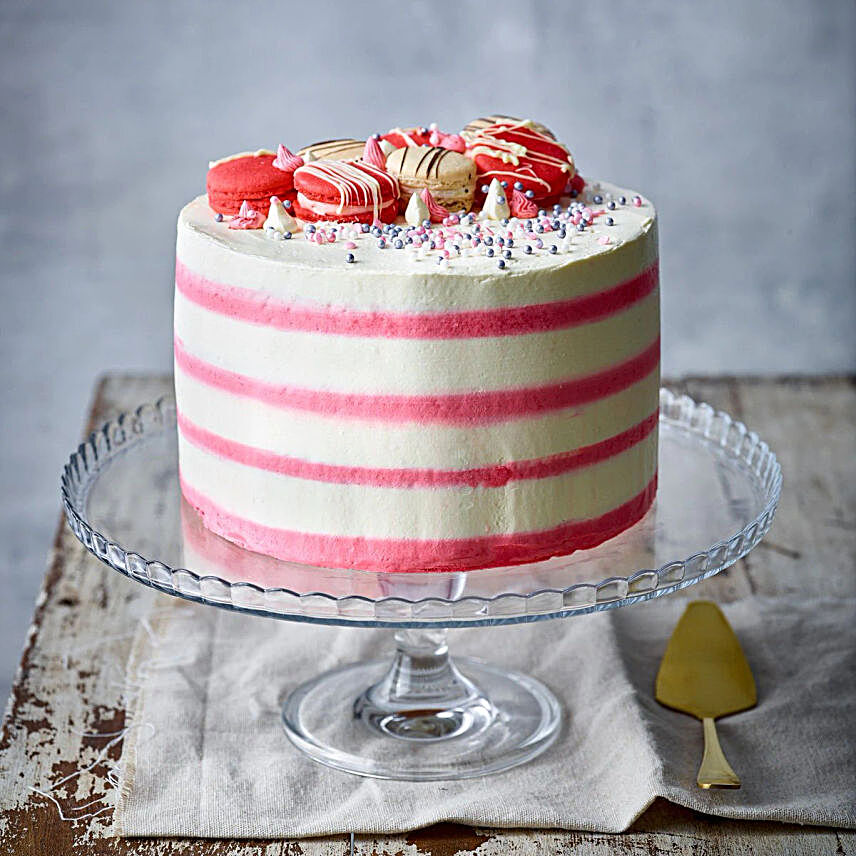 Pink Candy Stripe Gateau:Send Anniversary Cakes to UK