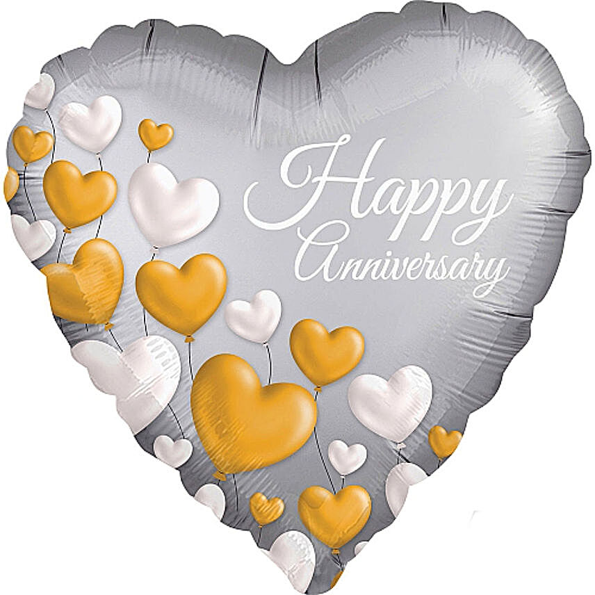 Anniversary Platinum Hearts Foil Balloon