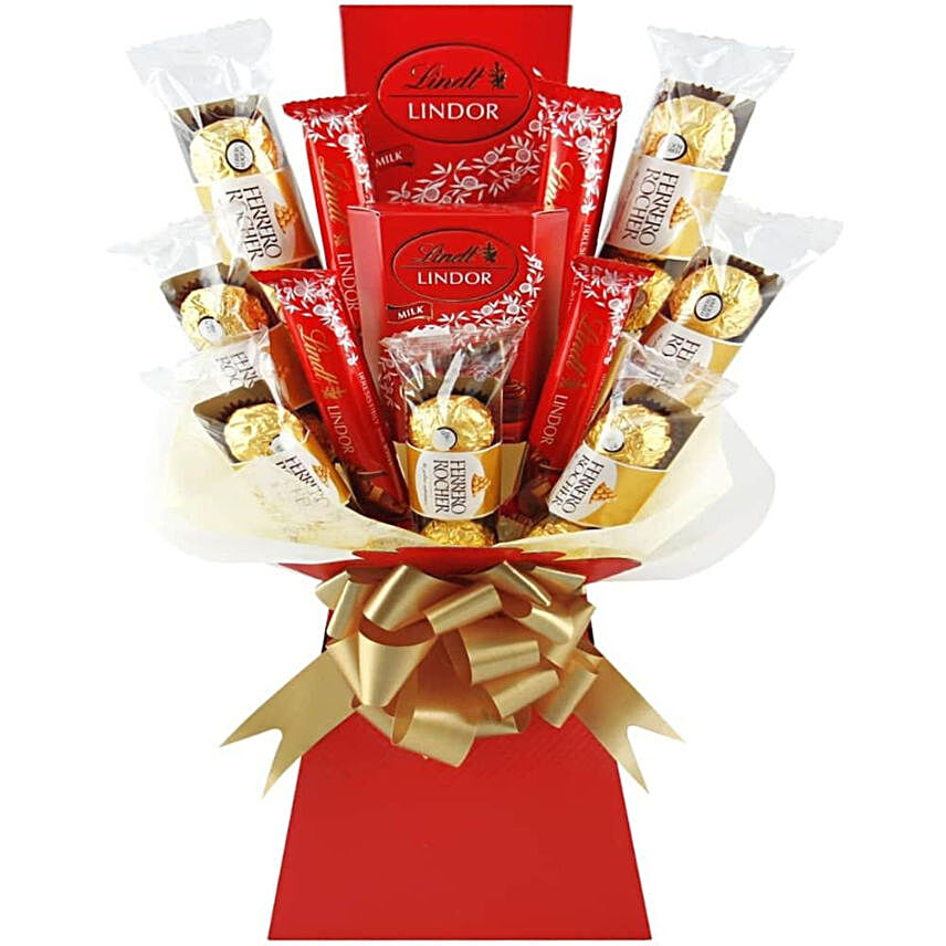 Ferrero And Lindt Chocolate Bouquet:Valentine's Day Gift Delivery in UK
