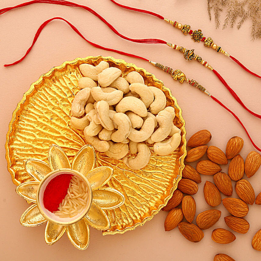 Sneh Feng Shui Rakhi Set With Almonds & Cashews:Rakhi With Dryfruits UK