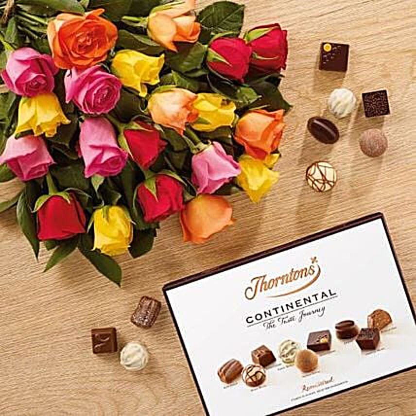 Colours Of Spring Gifts Combo:Flowers with Chocolates to UK