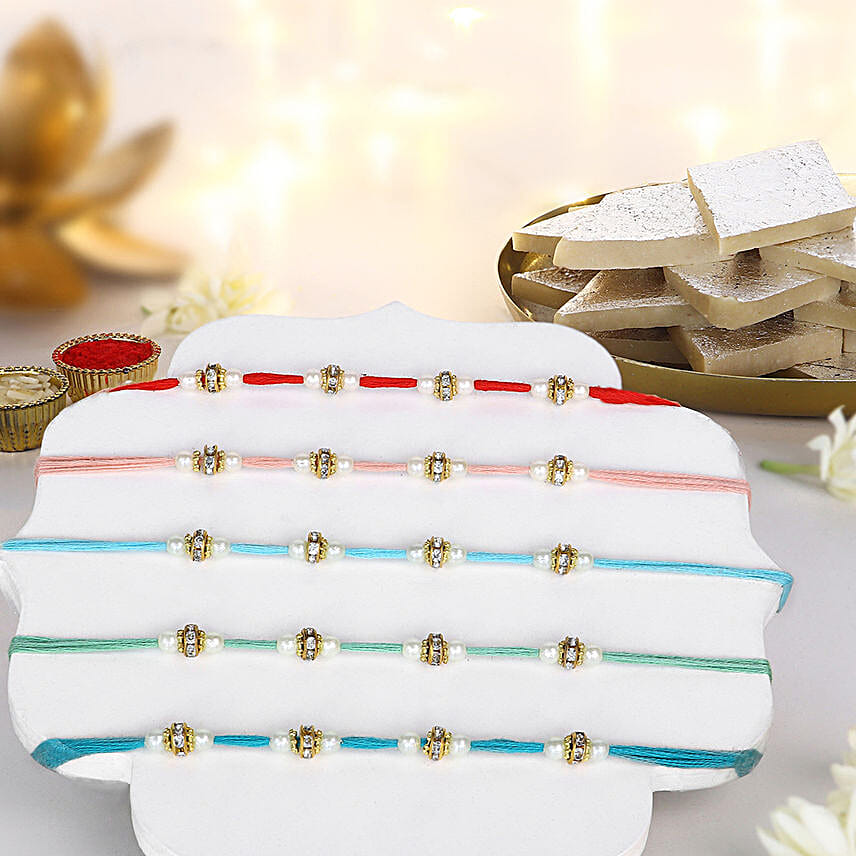 Understated Elegance Beads Rakhi Set & Kaju Katli Delight