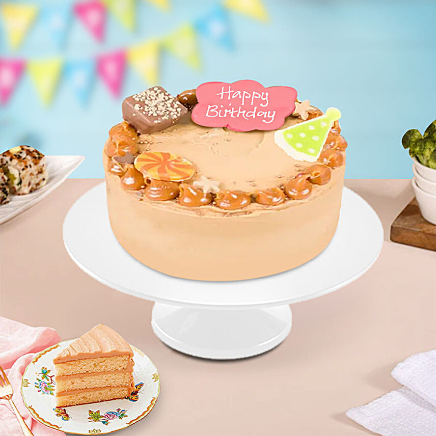 Toffee Topped Vanilla Caramel Cake