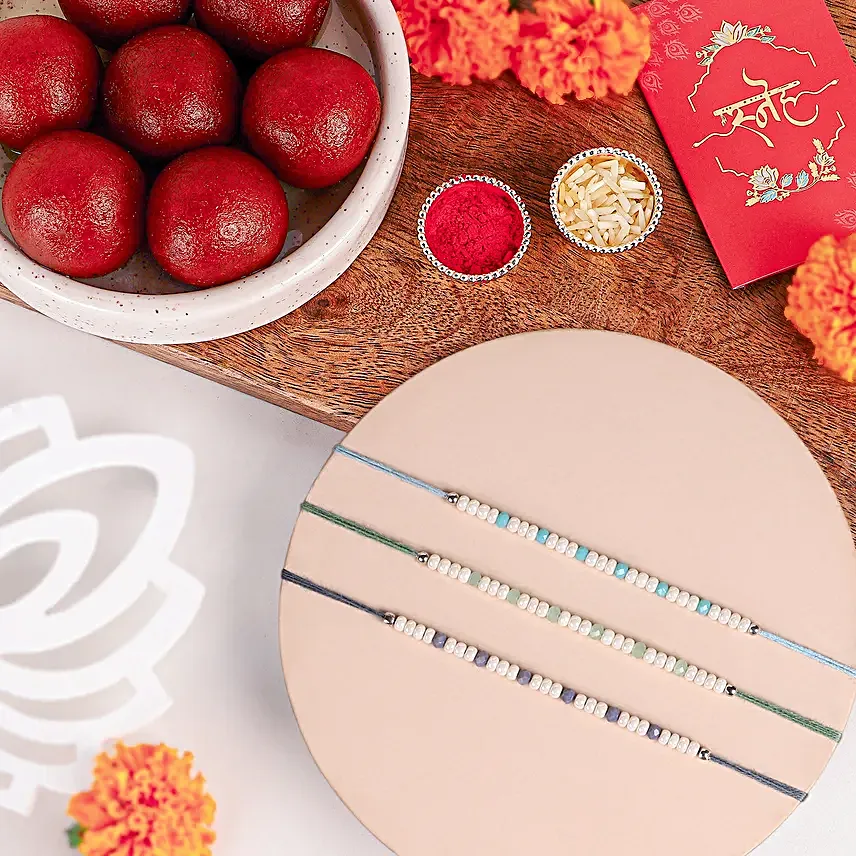 Beads Rakhi Set N Gulab Jamun Treat
