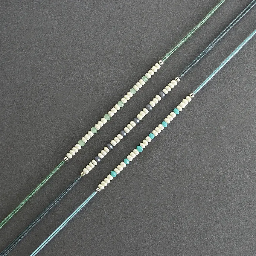 Beads Rakhi Set of 3 N Kaju Katli Delight