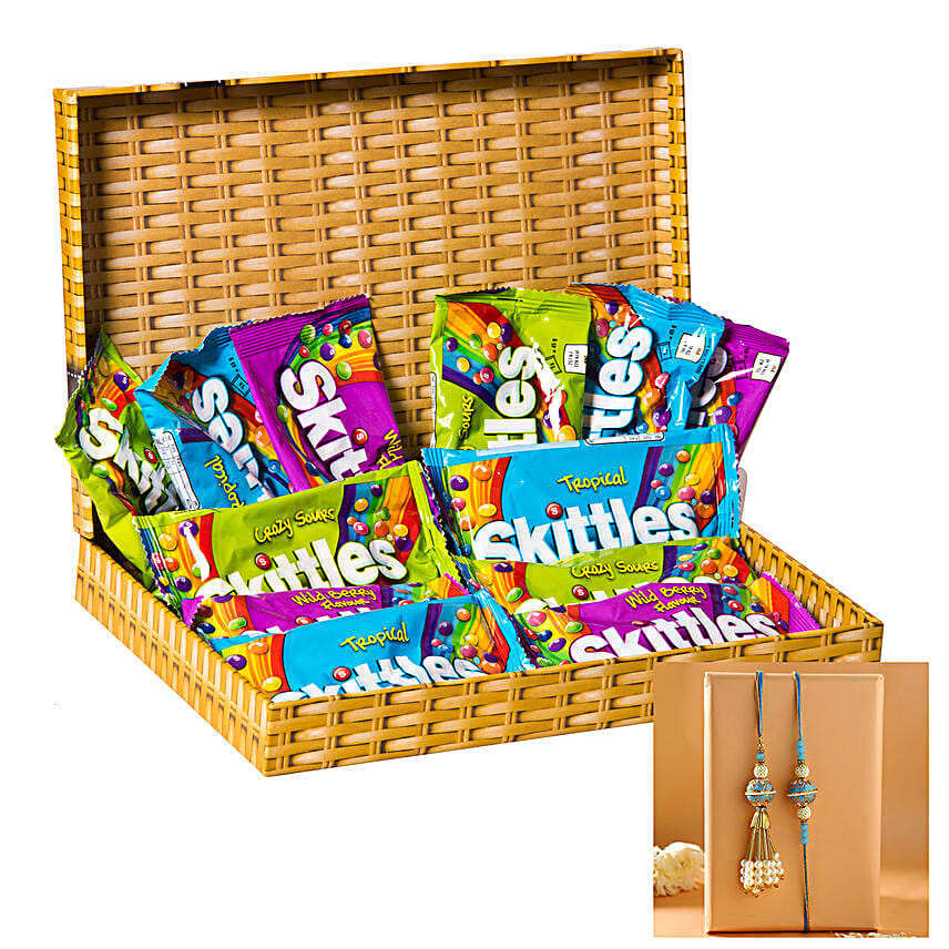 Blue Lumba Rakhi Set And Skittles Box