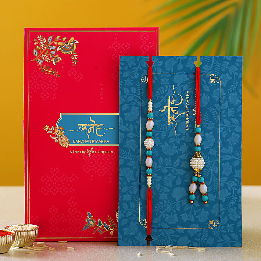 Blue Pearl And Lumba Rakhi Set