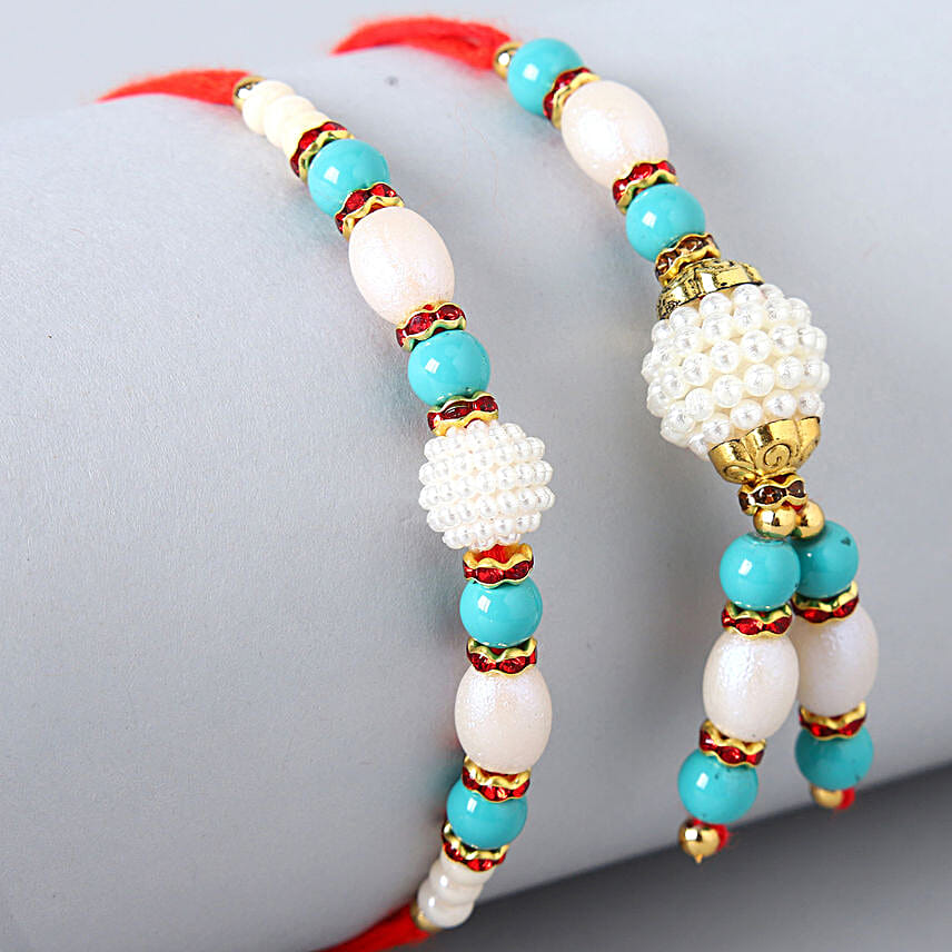Blue Pearl And Lumba Rakhi Set