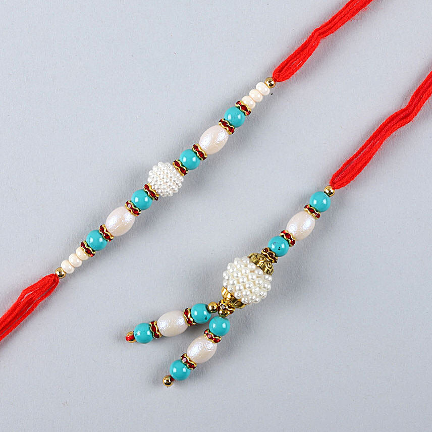 Blue Pearl And Lumba Rakhi Set