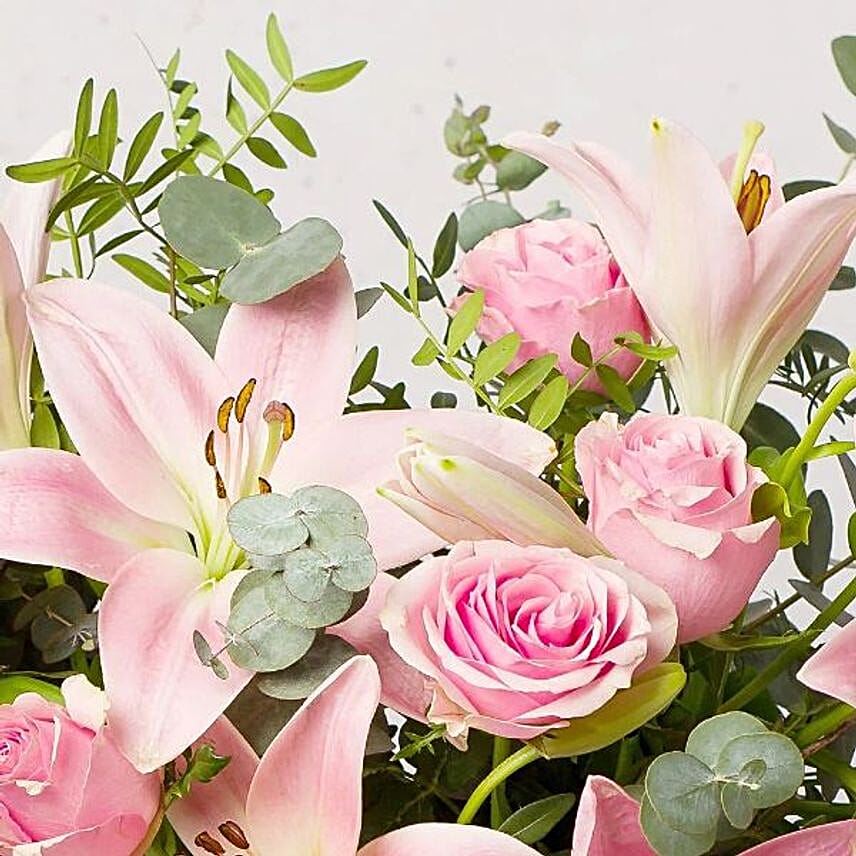 Blushing Lilies And Roses