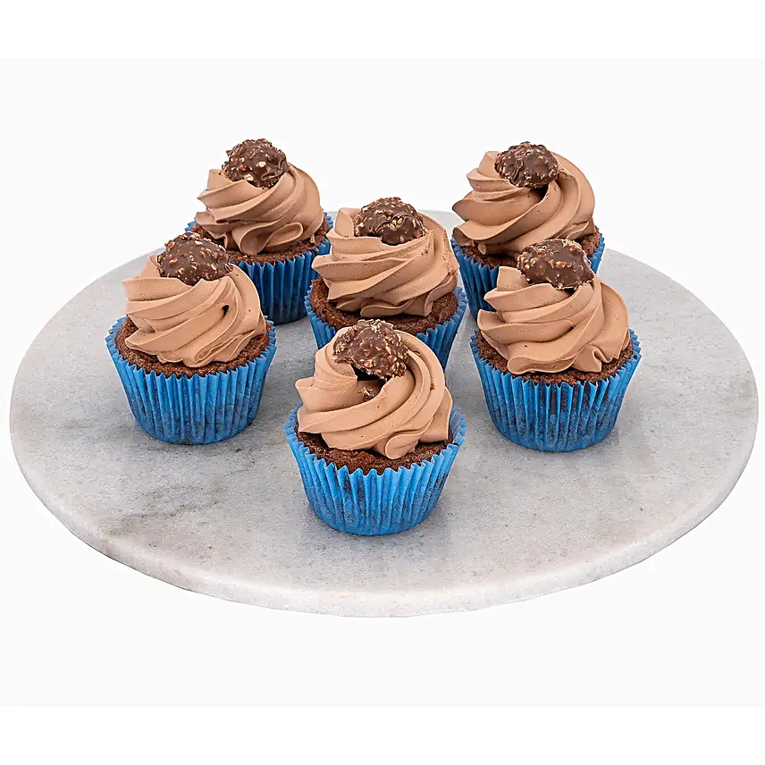 Dark Chocolate Topped Ferrero Rocher Cup Cakes 6 Pcs