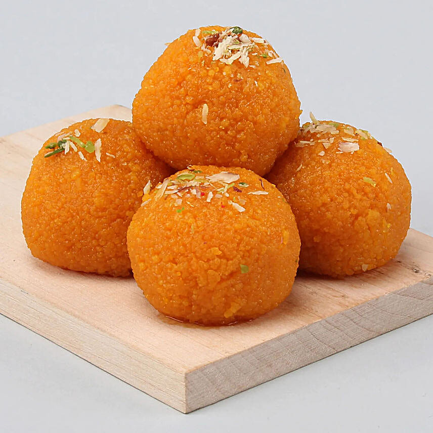 Ethereal Om Swastik Pair Rakhi N Motichoor Laddoo