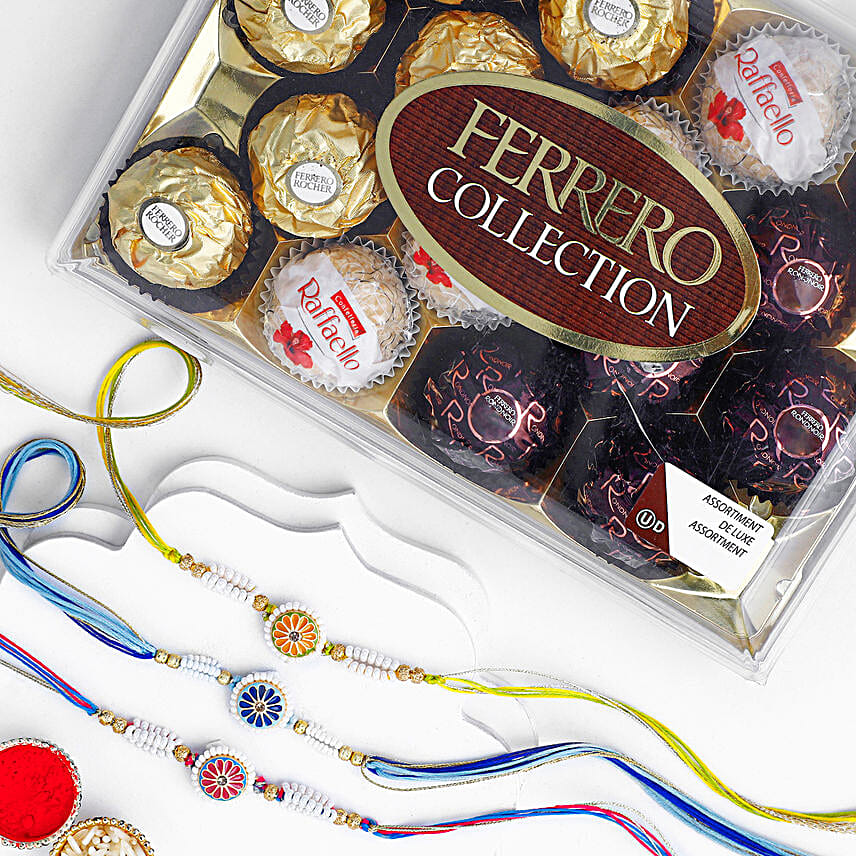 Floral Heritage Round Rakhi Set N Chocolate Delight