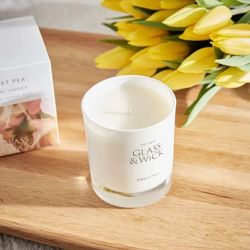 Glass and Wick Sweet Pea Candle