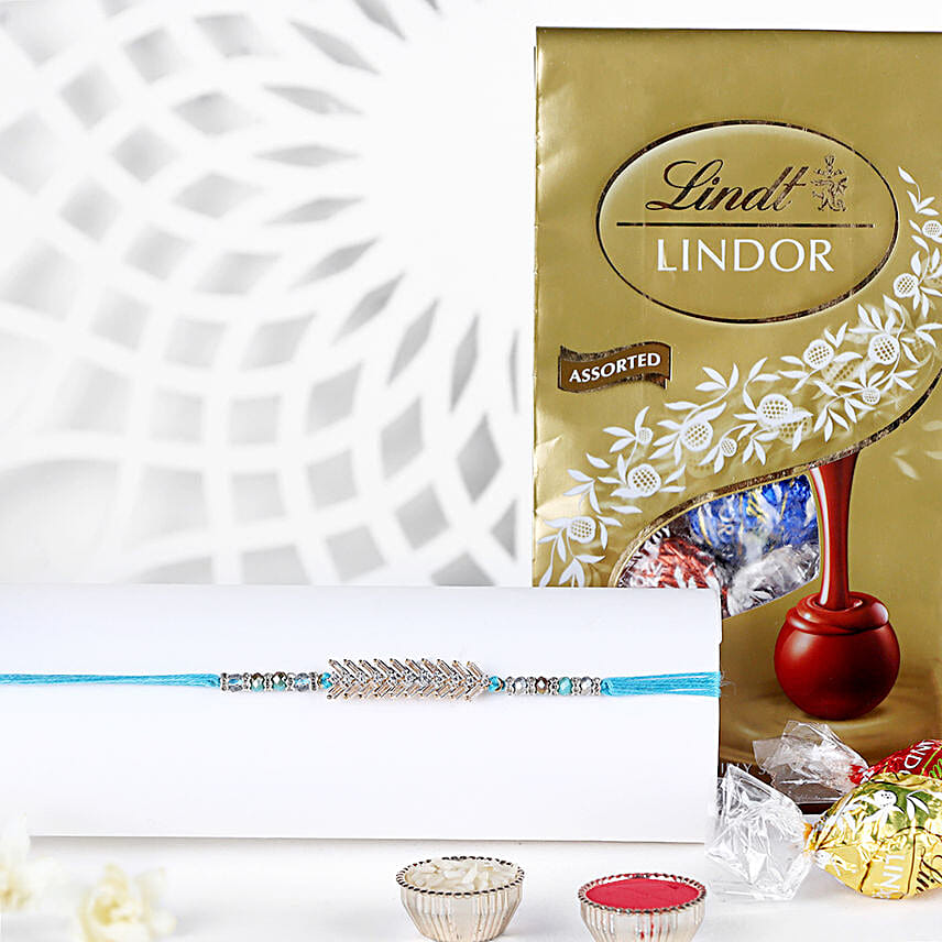 Glittering American Diamond Rakhi N Lindt Lindor Pack