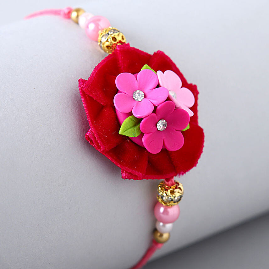 Grape Flower Polymer Clay Rakhi For Kids
