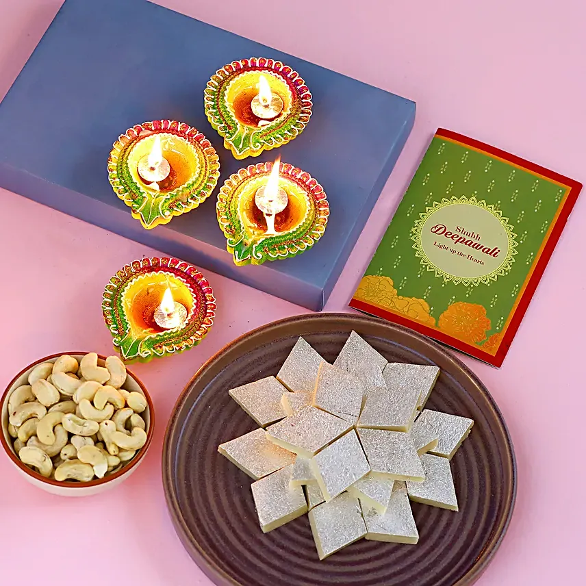 Happy Diwali Diyas And Delightful Treats Hamper