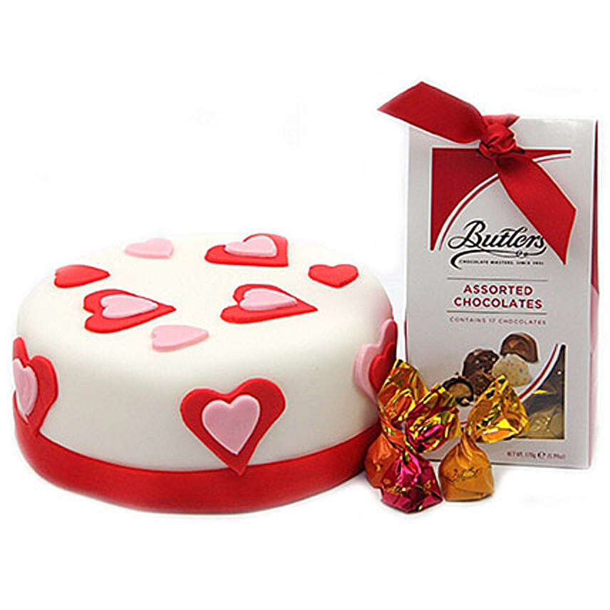 Hearts Cake With Buttlers Chocolates