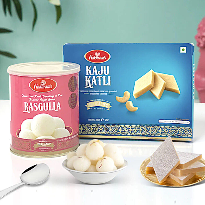 Kaju Katli and Rasgulla