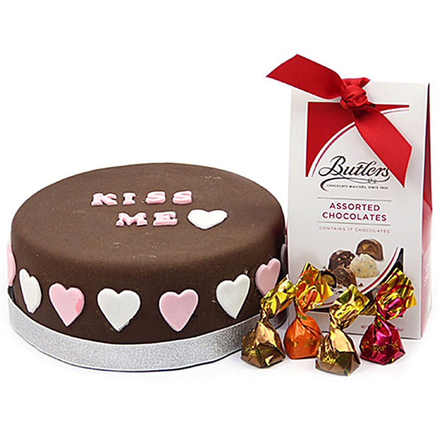 Kiss Me Love Cake And Buttlers Chocolates