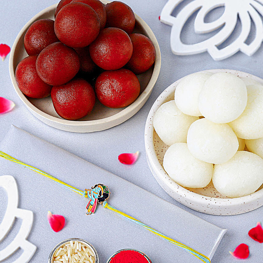 Melodic Krishna Rakhi Kids N Sweets Combo