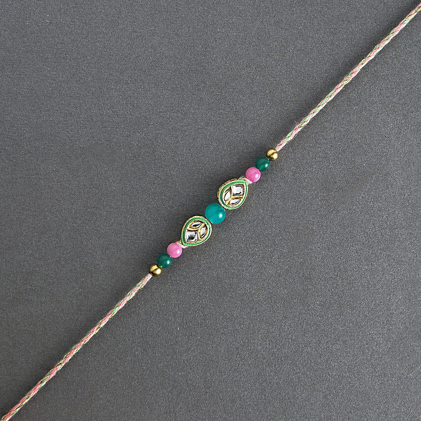 Opulent Kundan Rakhi N Mix Sweets Combo