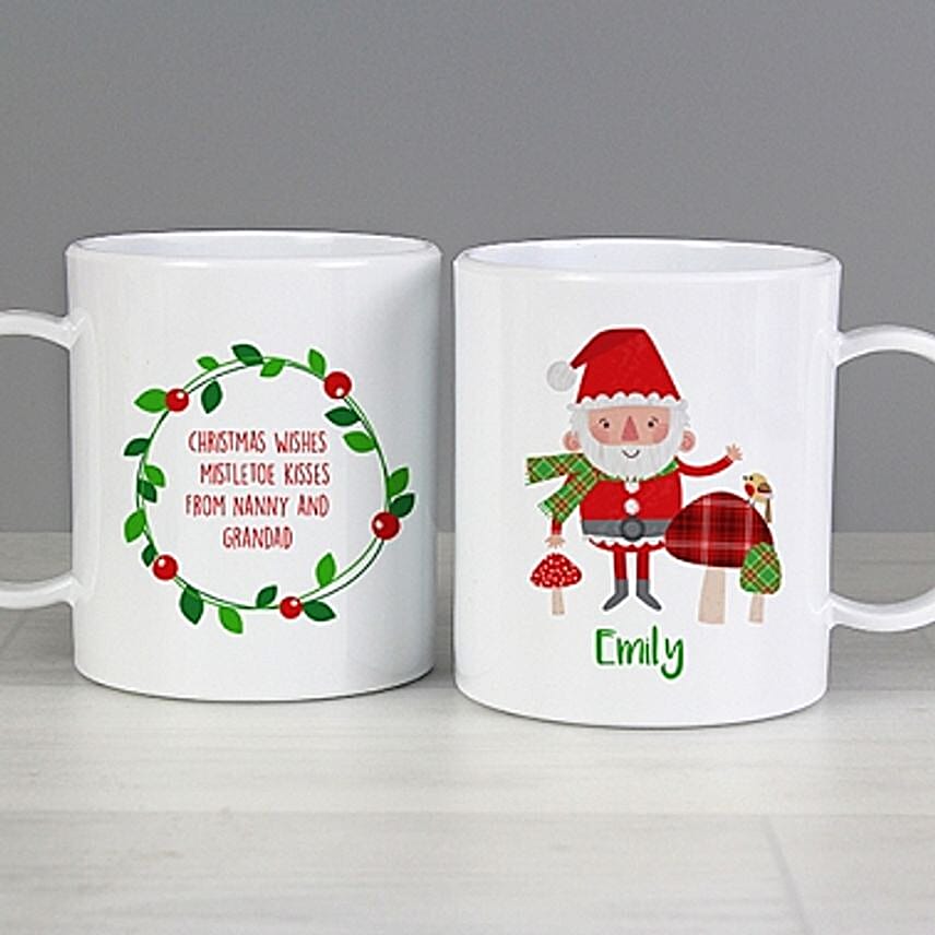 Personalised Christmas Toadstool Santa Plastic Mug