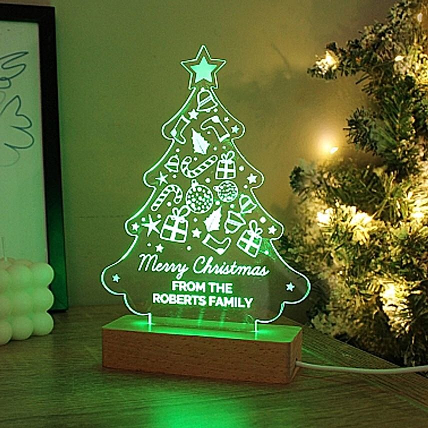 Personalised Christmas Tree Wooden Based LED Light