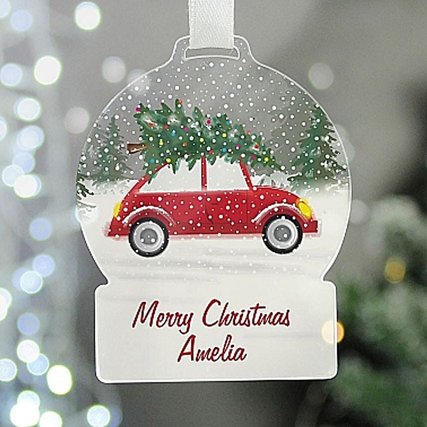 Personalised Driving Home For Christmas Acrylic Snow globe Decoration