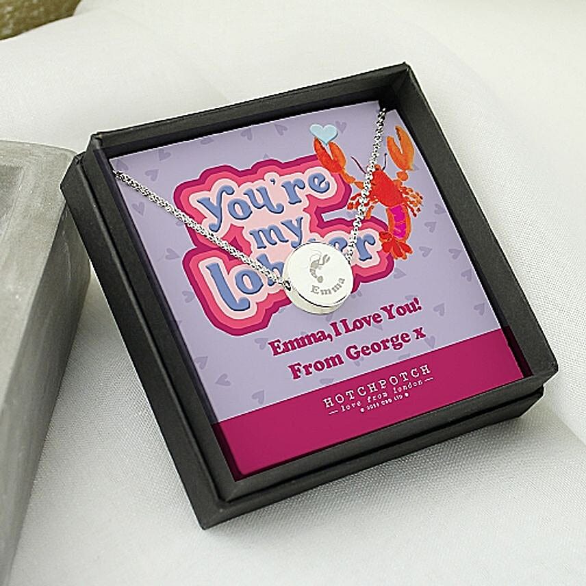 Personalised Hotchpotch You are My Lobster Sentiment Silver Tone Necklace and Box