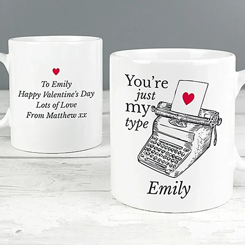 Personalised Just My Type Valentines Mug