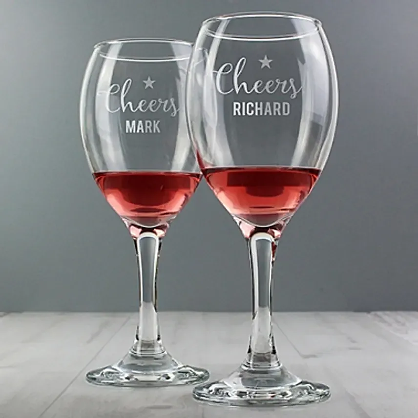 Personalized Cheers Wine Glass Set Of 2