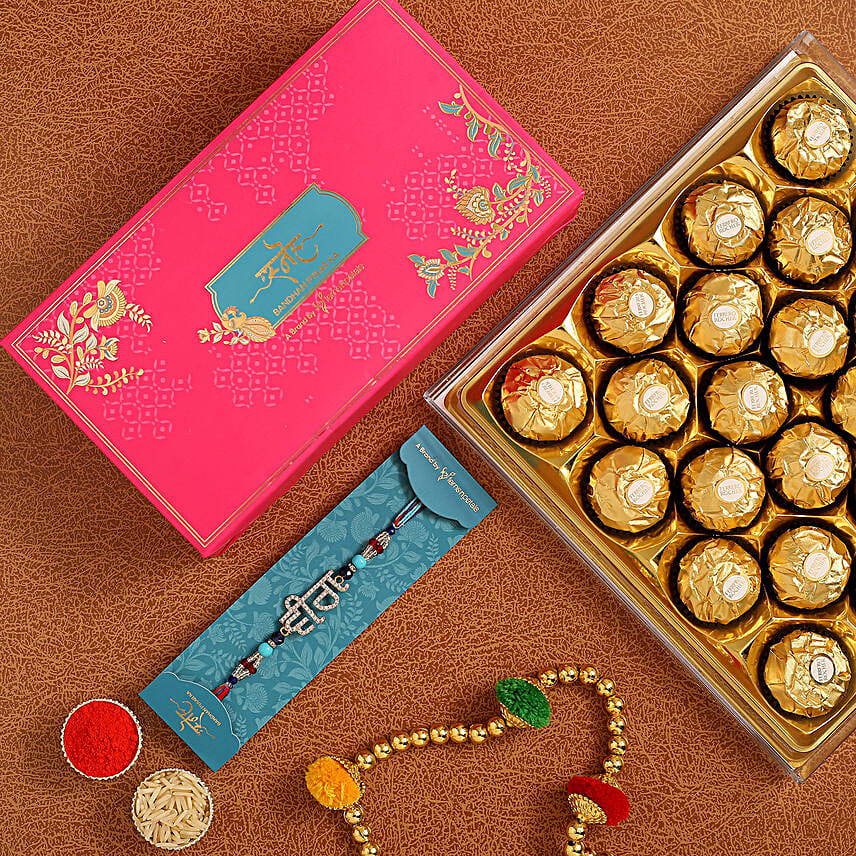 Punjabi Veera Rakhi And 16 Pcs Ferrero Rocher
