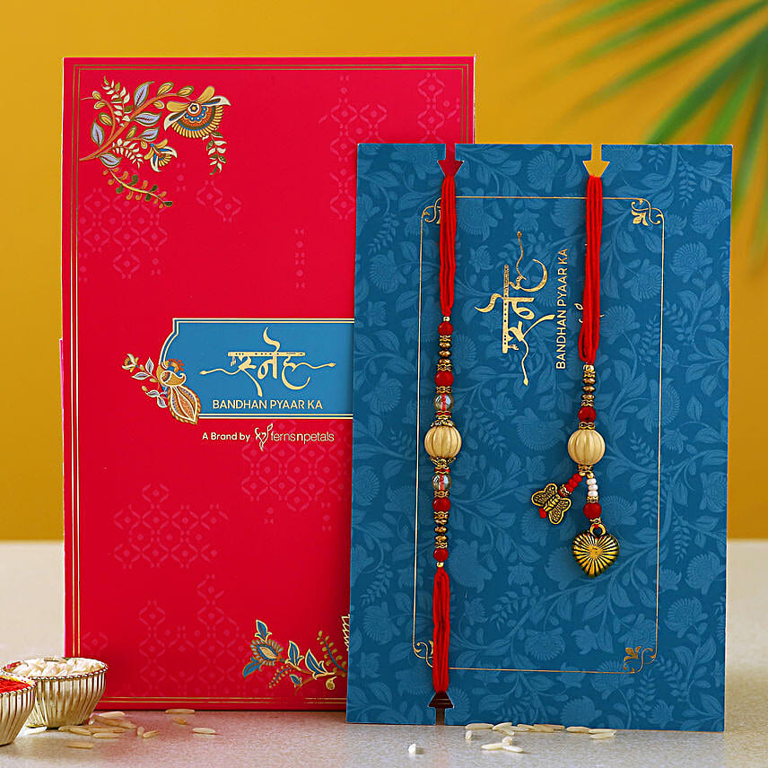 Red Pearl And Lumba Rakhi Set