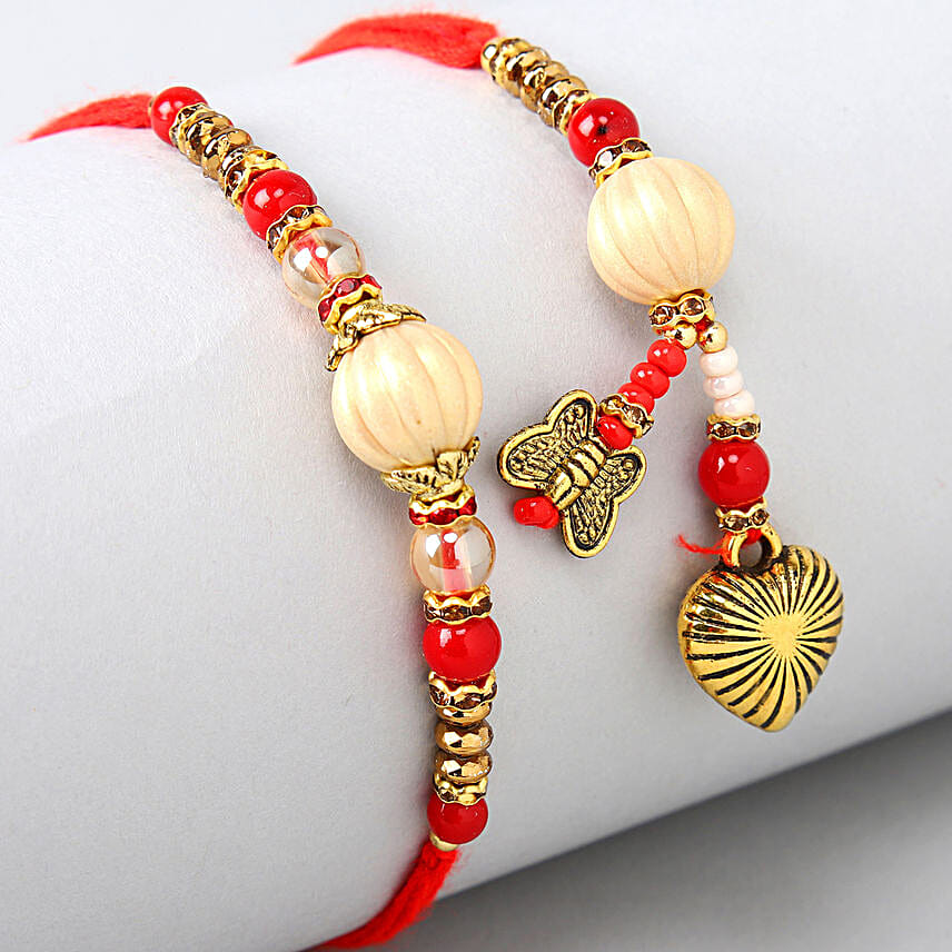 Red Pearl And Lumba Rakhi Set