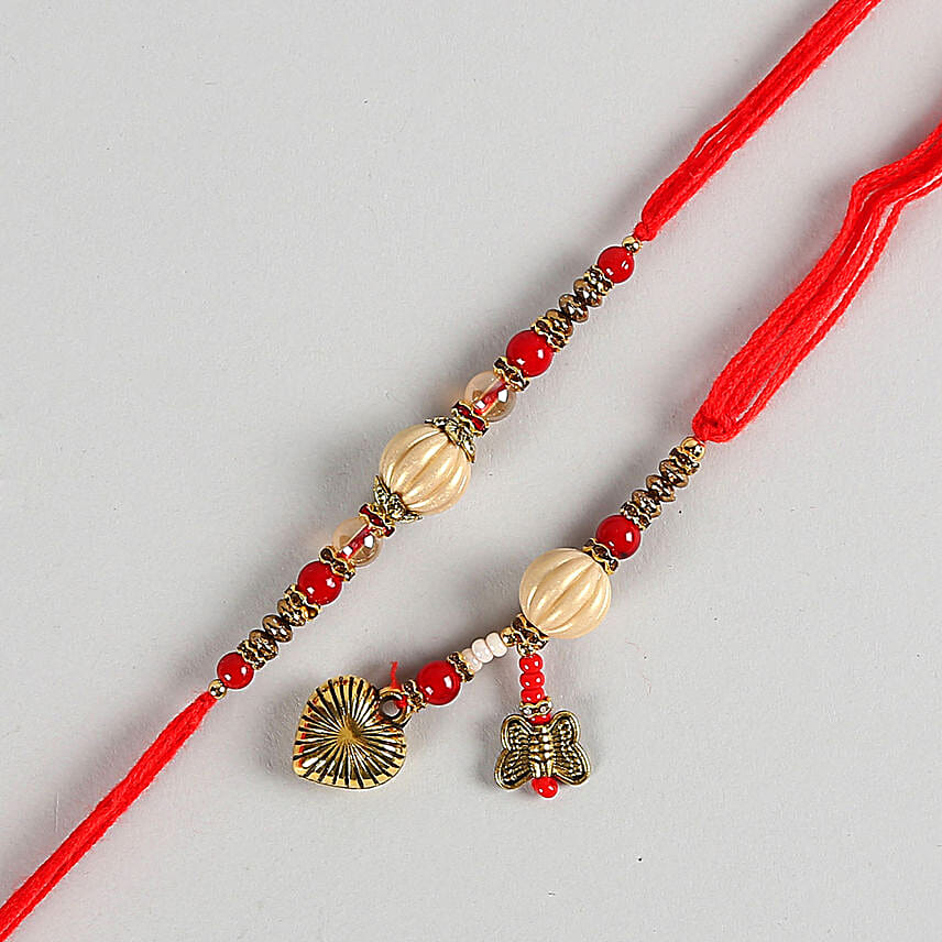 Red Pearl And Lumba Rakhi Set