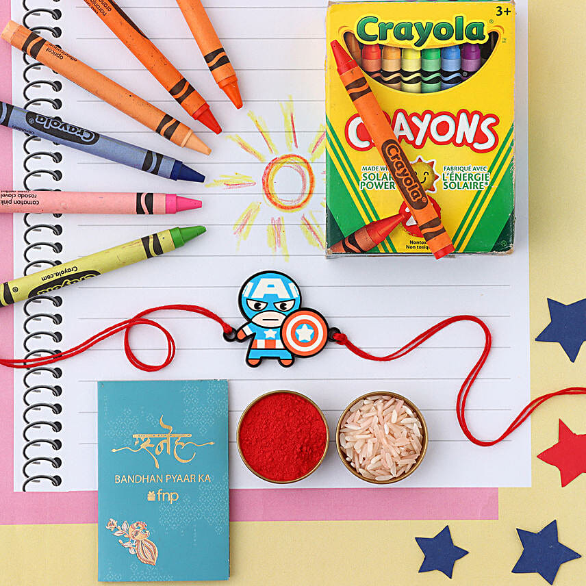 Sneh Captain America Rakhi N Crayola Fun Kit
