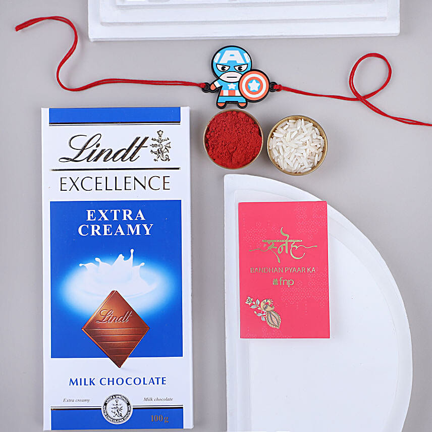 Sneh Captain America Rakhi N Lindt Excellence Delight
