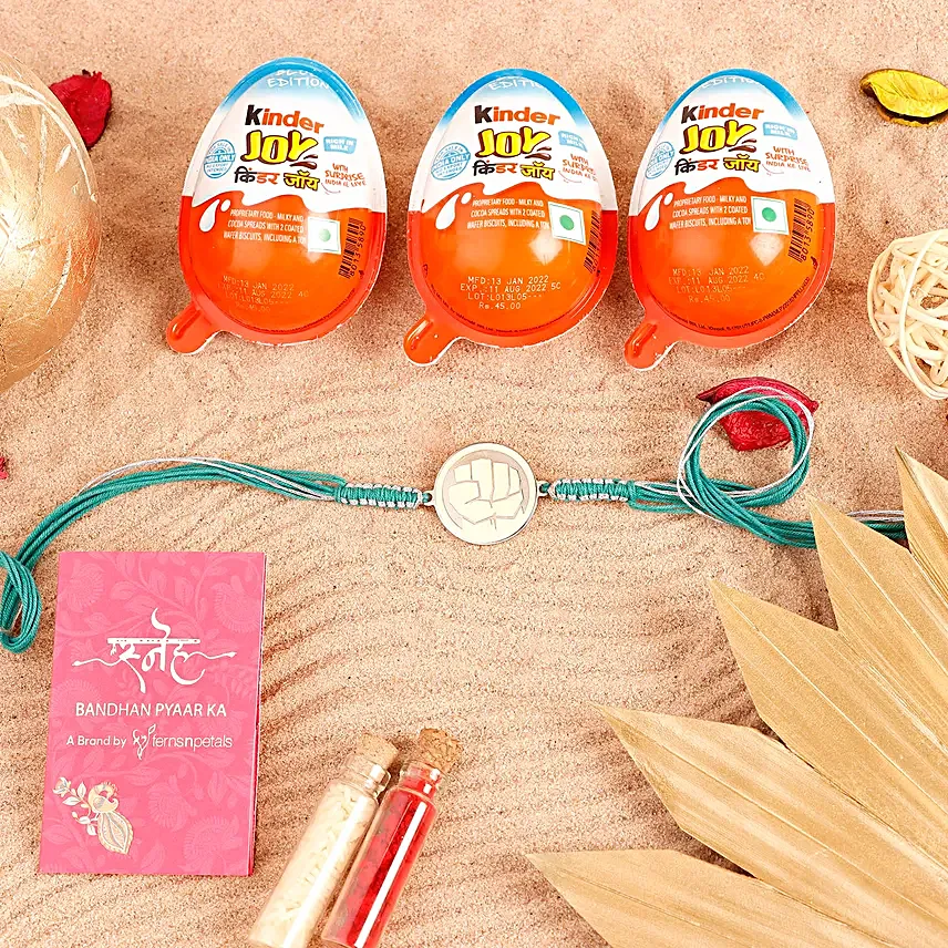 Sneh Kids Designer Hulk Rakhi & Kinder Joy Pack